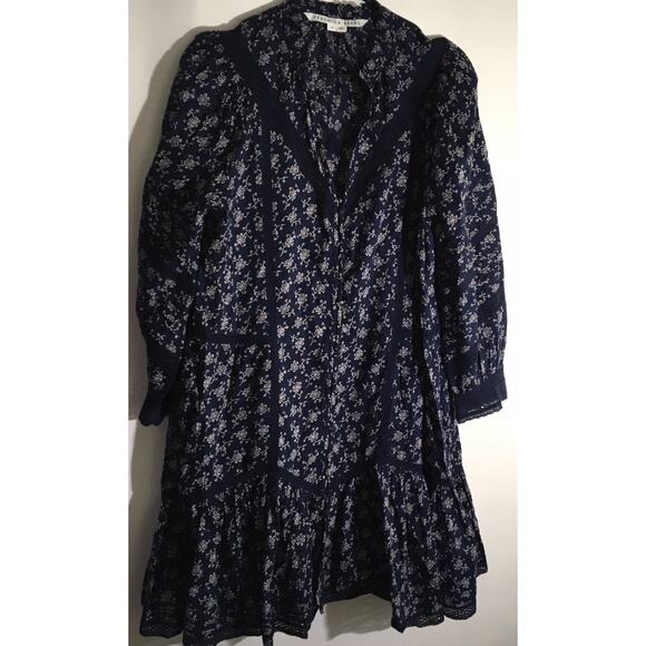Veronica Beard Dresses & Skirts - Veronica Beard Nayari Marine Blue White Floral Voile Midi Dress Women's Size 10